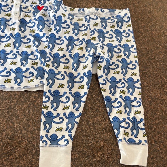 Roller Rabbit (2) SETS W/ INITIALS Blue White Monkey/Heart set Pajama Set-12/18 - Picture 11 of 14